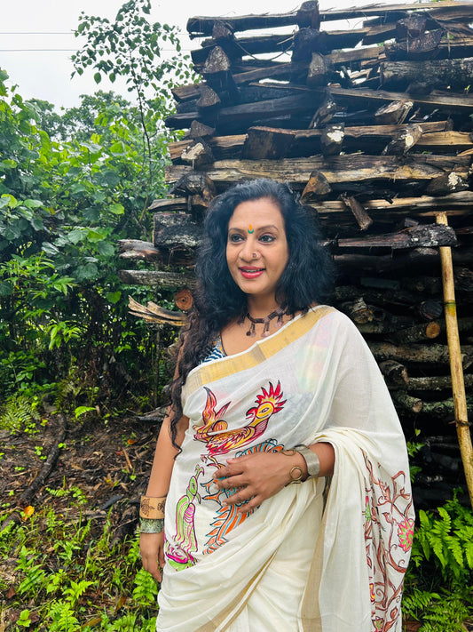 Tree of Life - Handpainted Saree