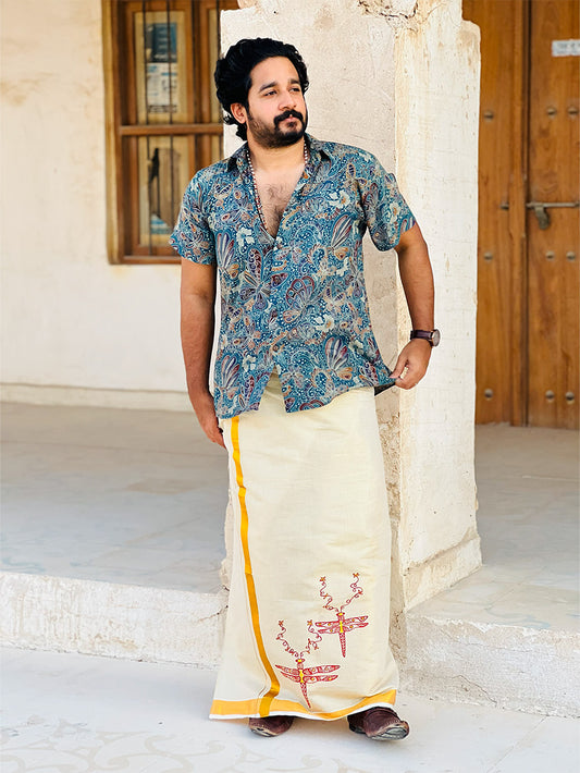 Onathumbi - Handpainted Dhoti