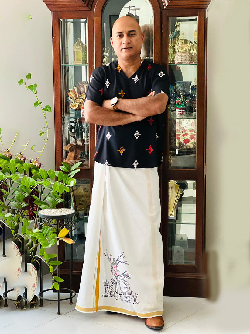 Velichapaadu - Handpainted Dhoti