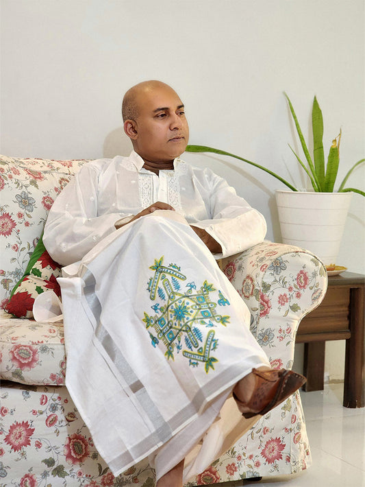 Kolam 1 - Handpainted Dhoti