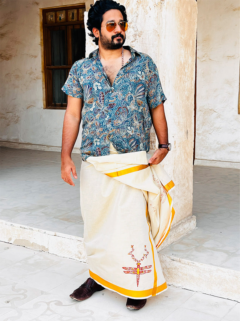 Onathumbi - Handpainted Dhoti