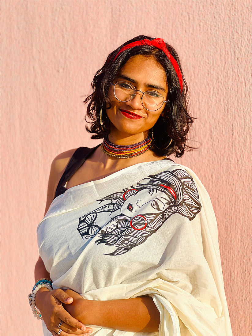 Amy Winehouse - Handpainted Saree