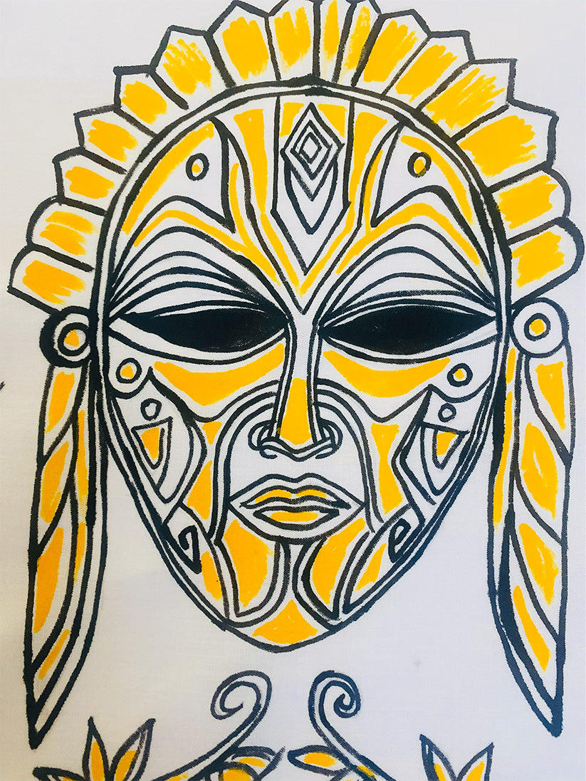 African Mask - Handpainted Dhoti
