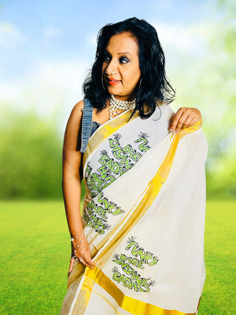 Badass Saree - Handpainted Saree