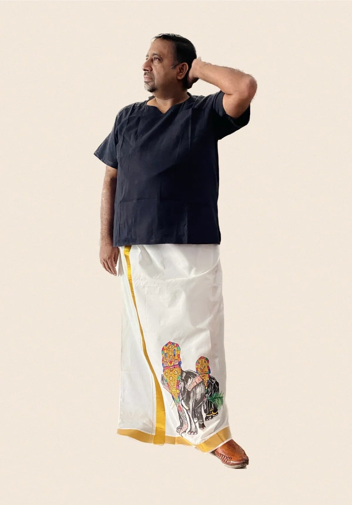 Gaja Veeran - Handpainted Dhoti