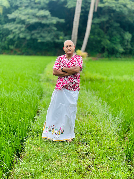 Malayali - Handpainted Dhoti