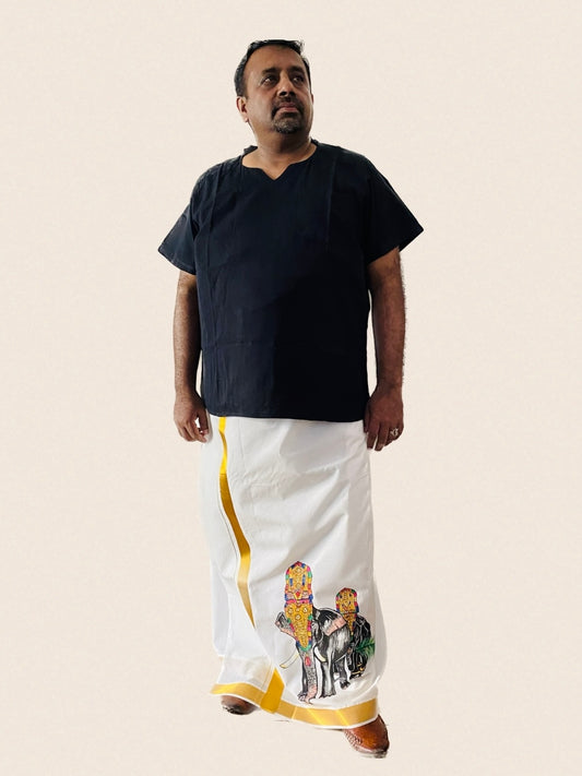 Gaja Veeran - Handpainted Dhoti