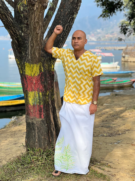 Ilakal patcha 1 - Handpainted Dhoti