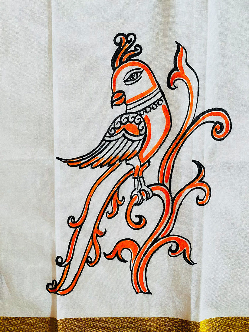Aanamayilottagam 6 - Handpainted Dhoti