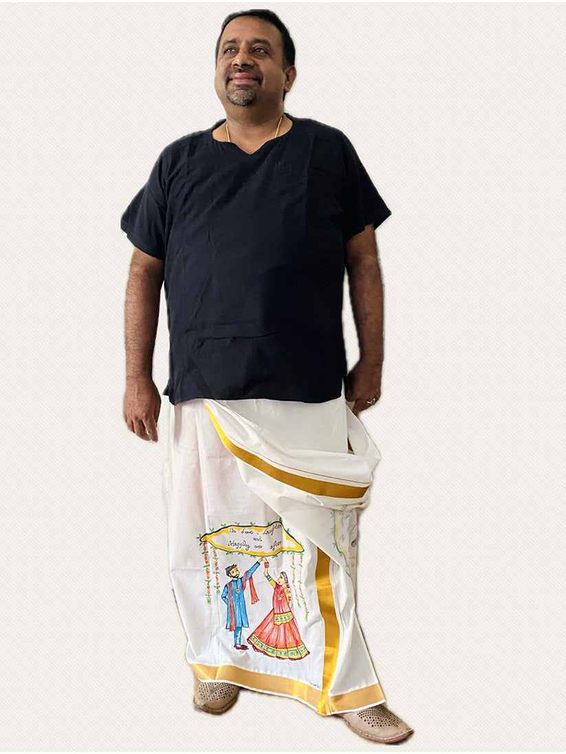 Maangalyam 1 - Handpainted Dhoti