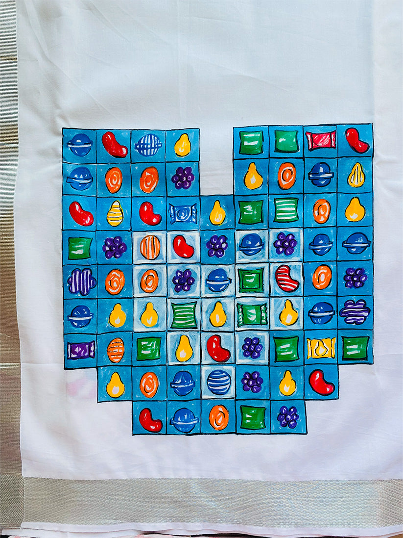 Candy Crush - Handpainted Dhoti