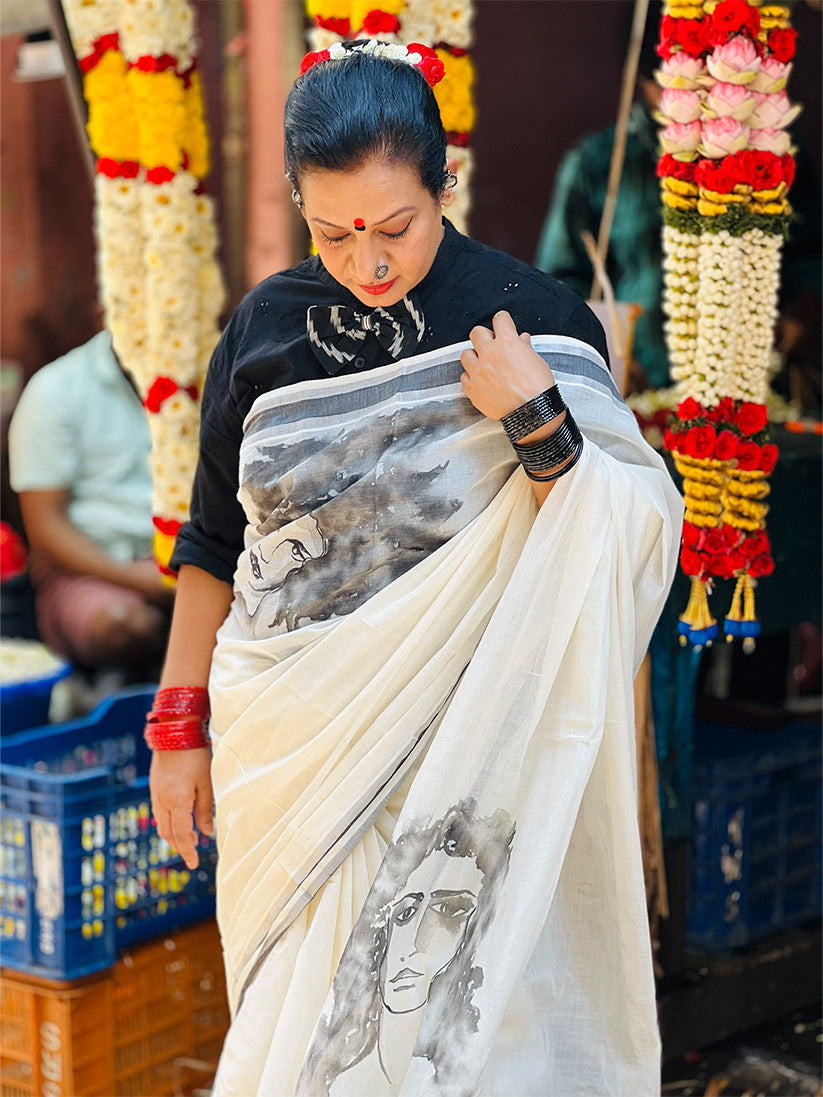Water Woman - Handpainted Saree