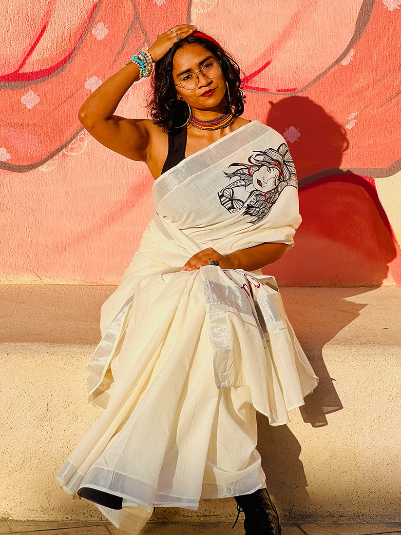 Amy Winehouse - Handpainted Saree
