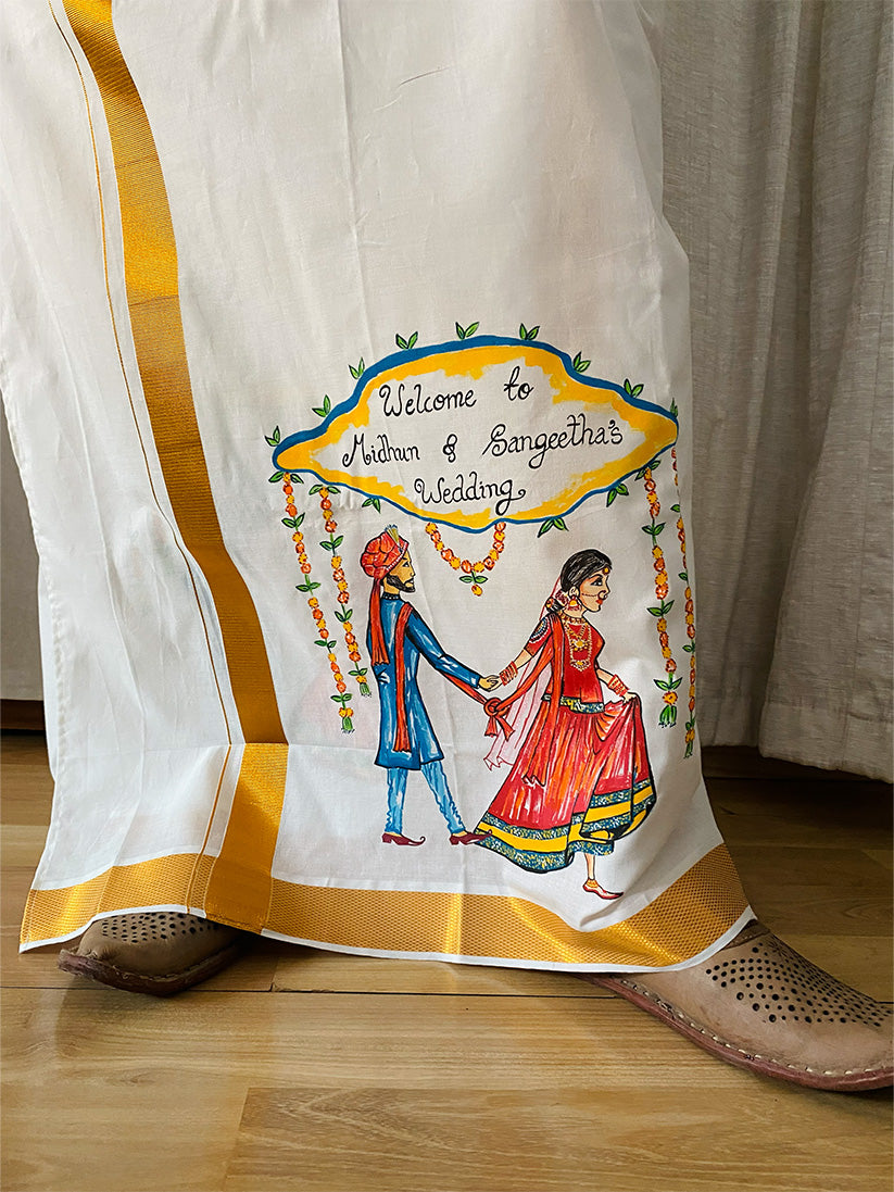 Maangalyam 1 - Handpainted Dhoti