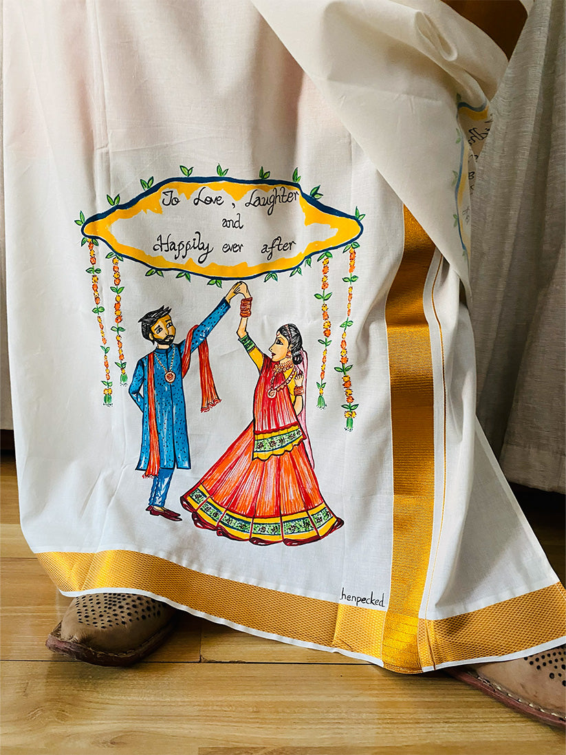 Maangalyam 1 - Handpainted Dhoti