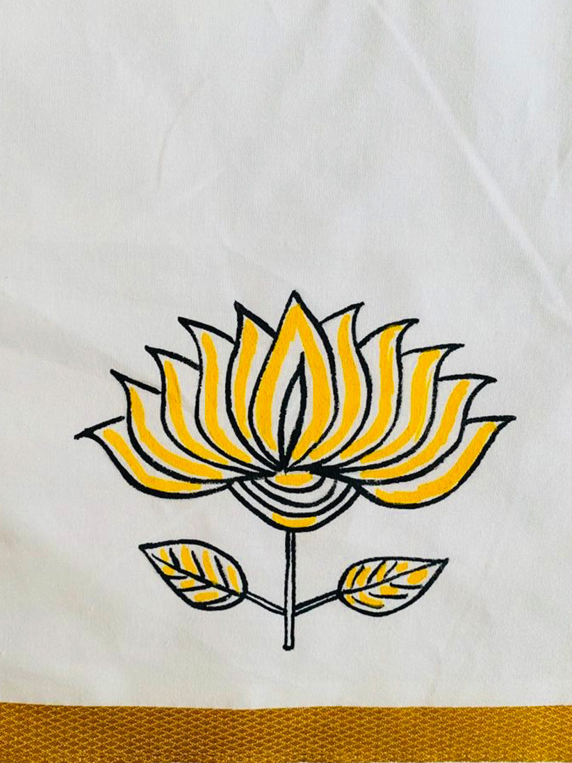 Aanamayilottagam Multi Print 1 - Handpainted Dhoti
