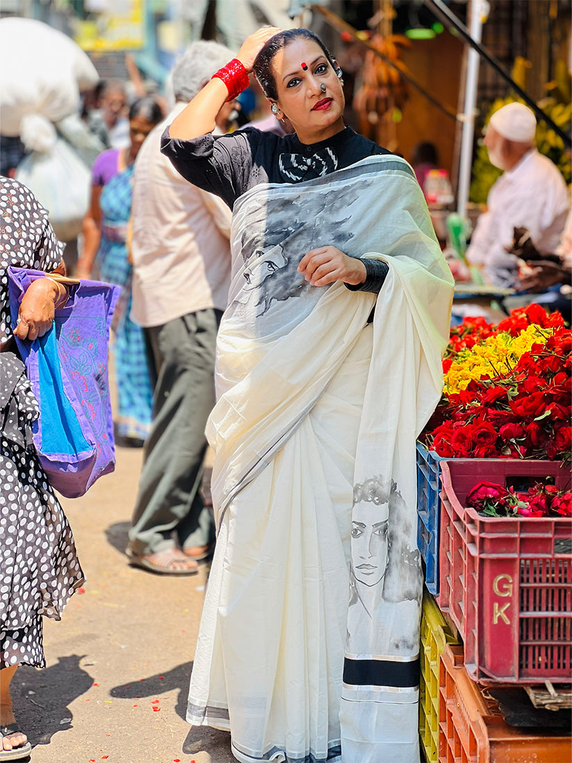 Water Woman - Handpainted Saree