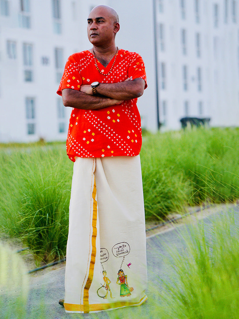 Kutty Kusrudhi - Handpainted Dhoti