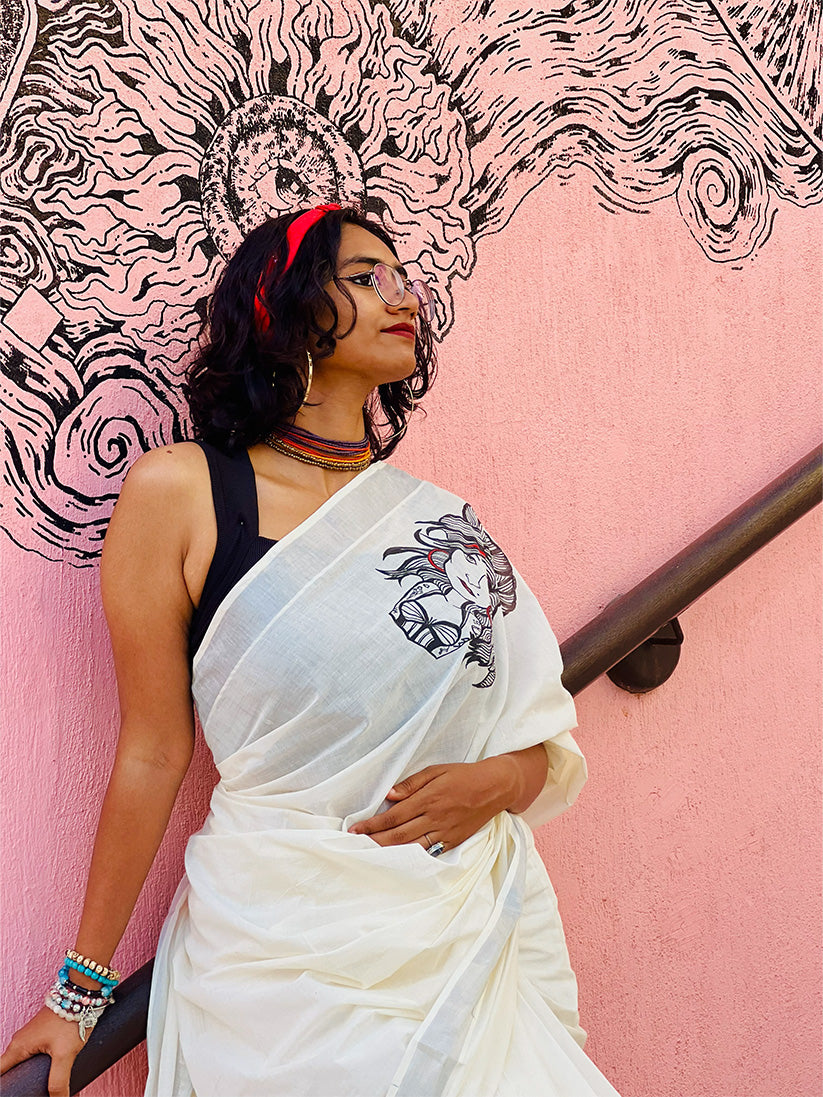 Amy Winehouse - Handpainted Saree