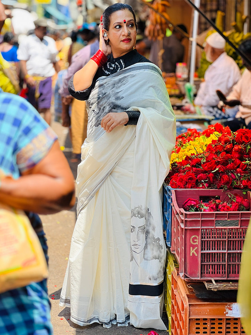 Water Woman - Handpainted Saree