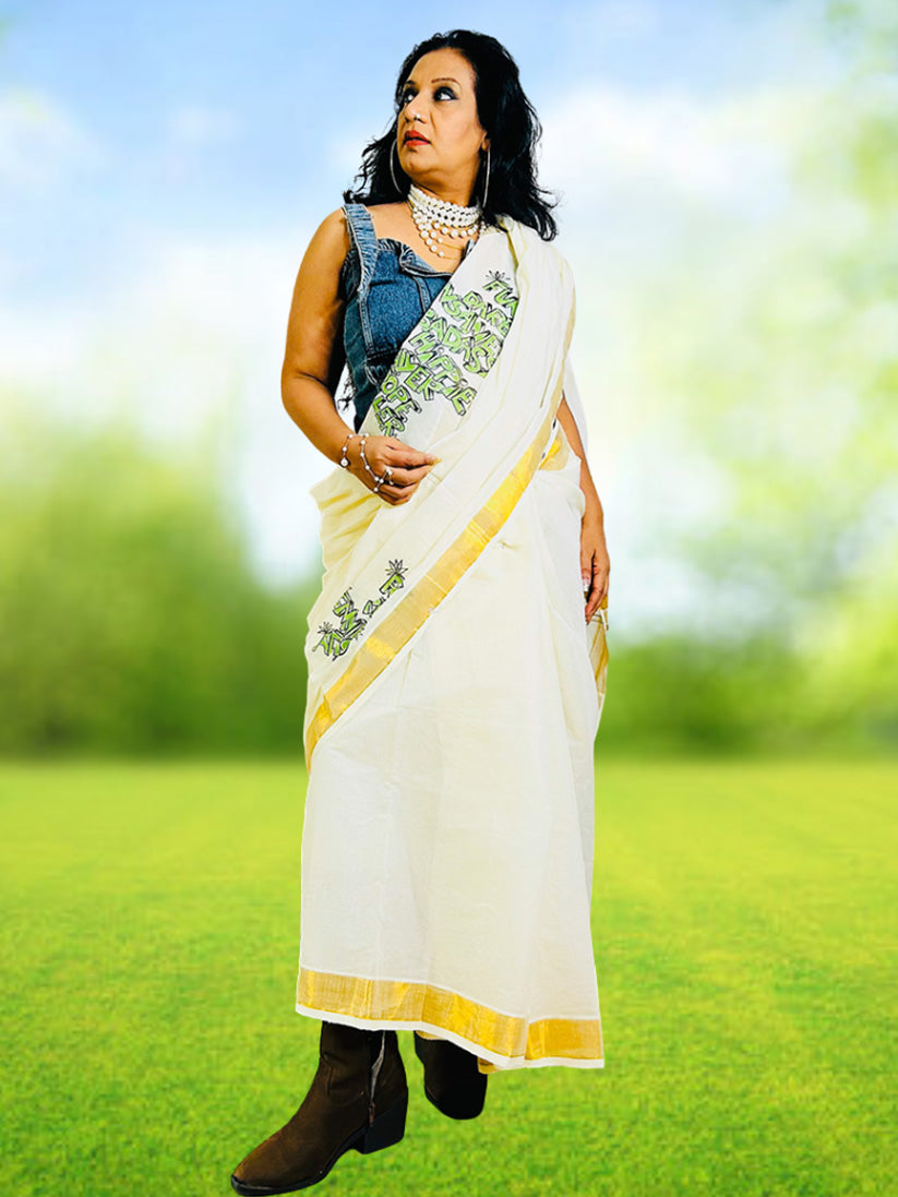Badass Saree - Handpainted Saree