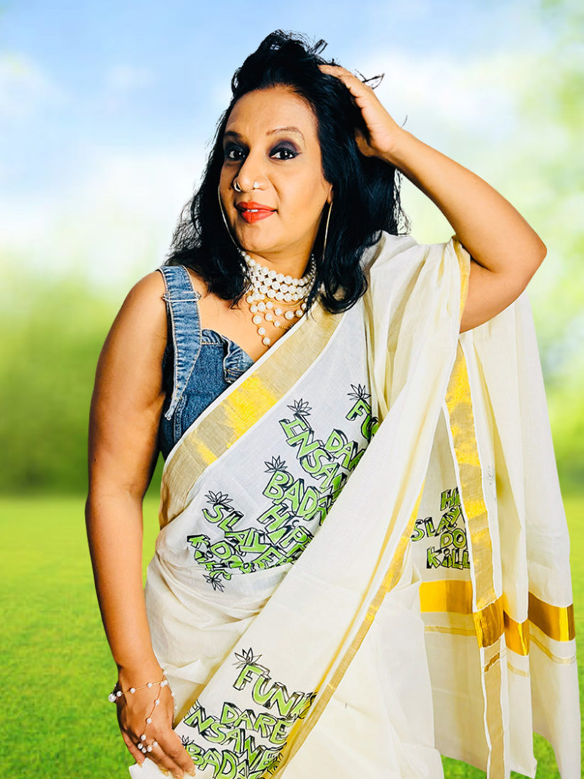 Badass Saree - Handpainted Saree