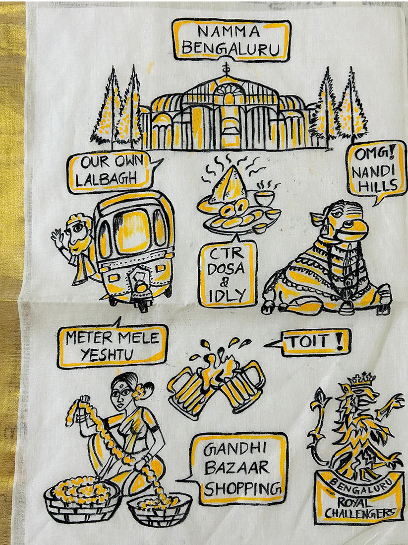 Bangelore Diaries - Handpainted Saree