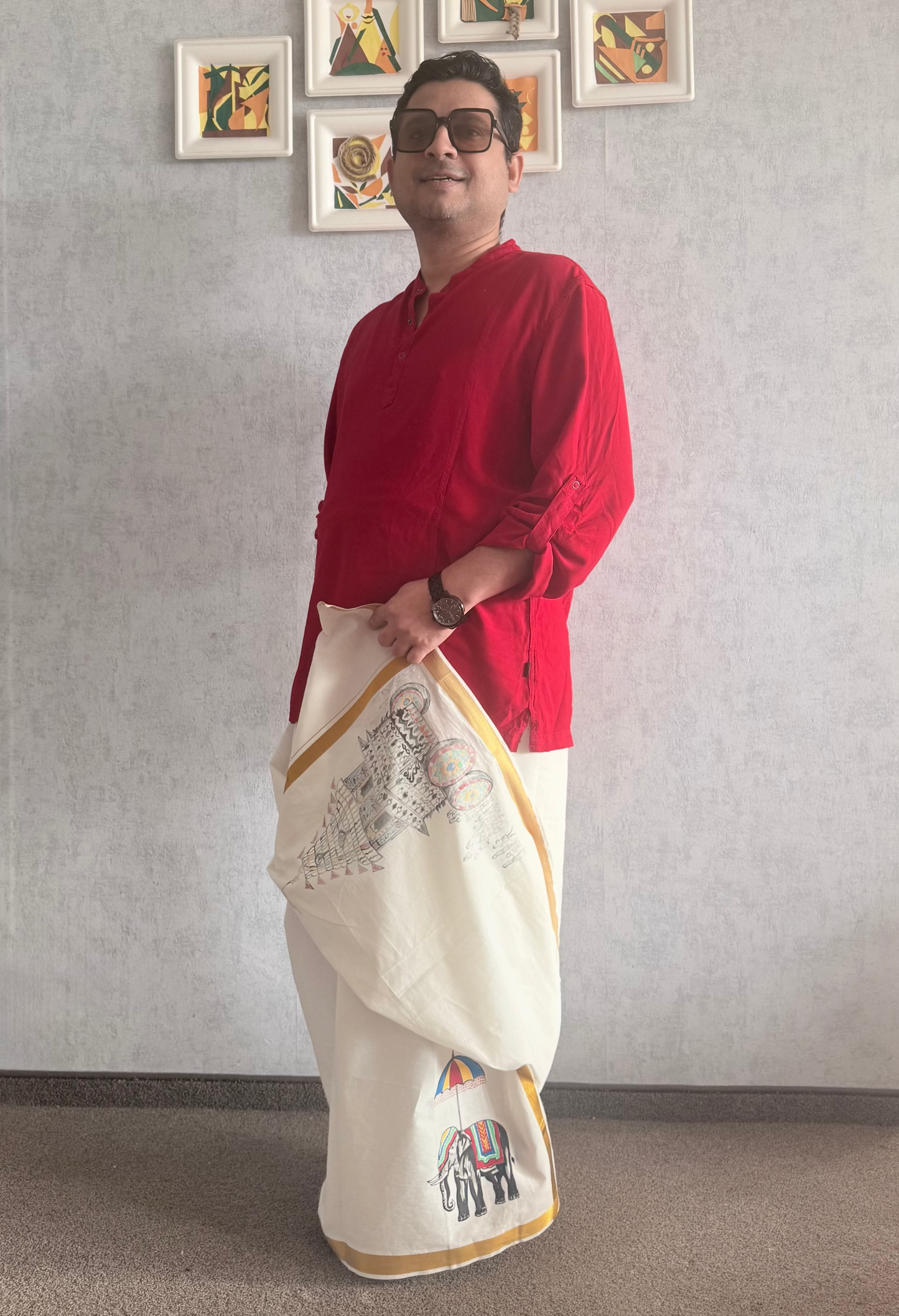 Kalpathi Theru - Handpainted Dhoti
