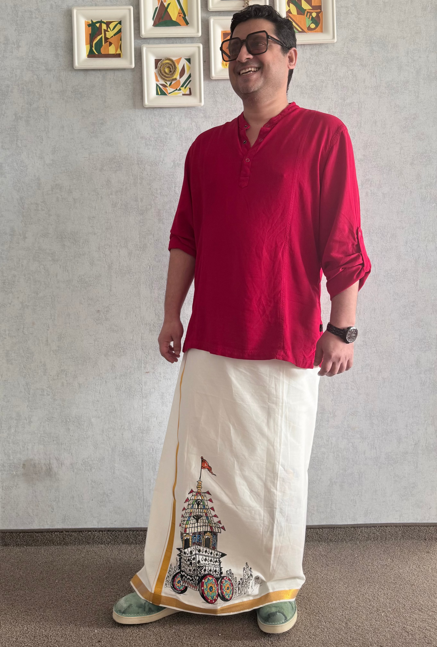 Kalpathi Theru - Handpainted Dhoti