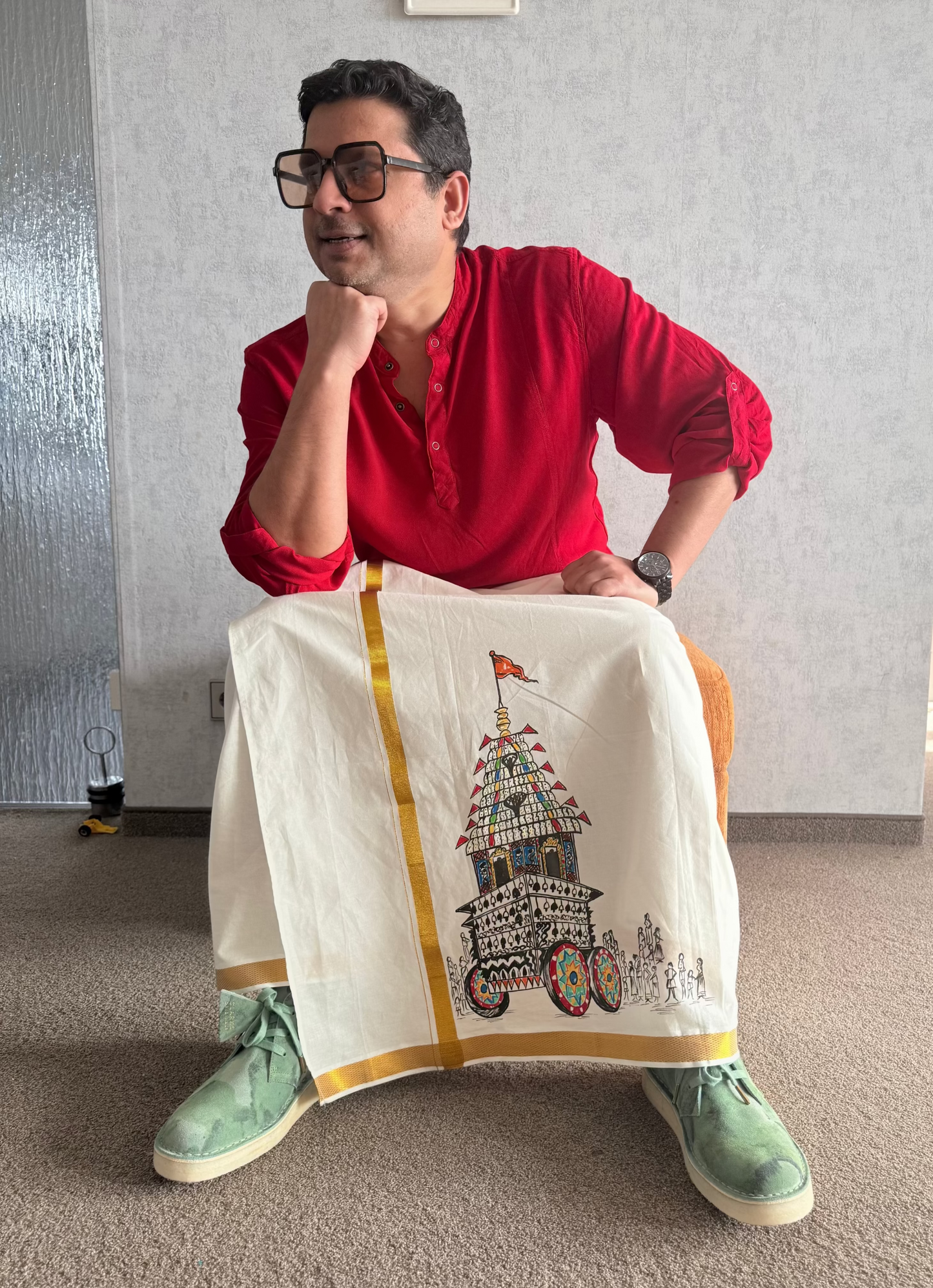 Kalpathi Theru - Handpainted Dhoti