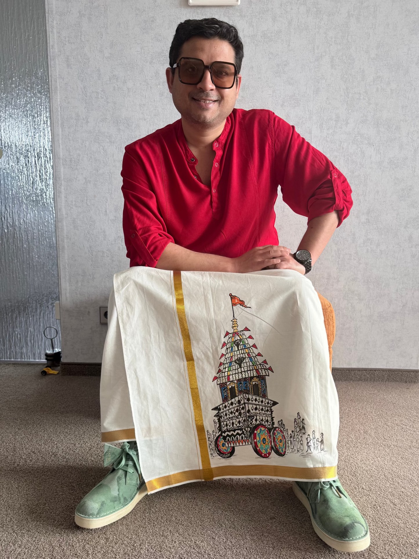 Kalpathi Theru - Handpainted Dhoti