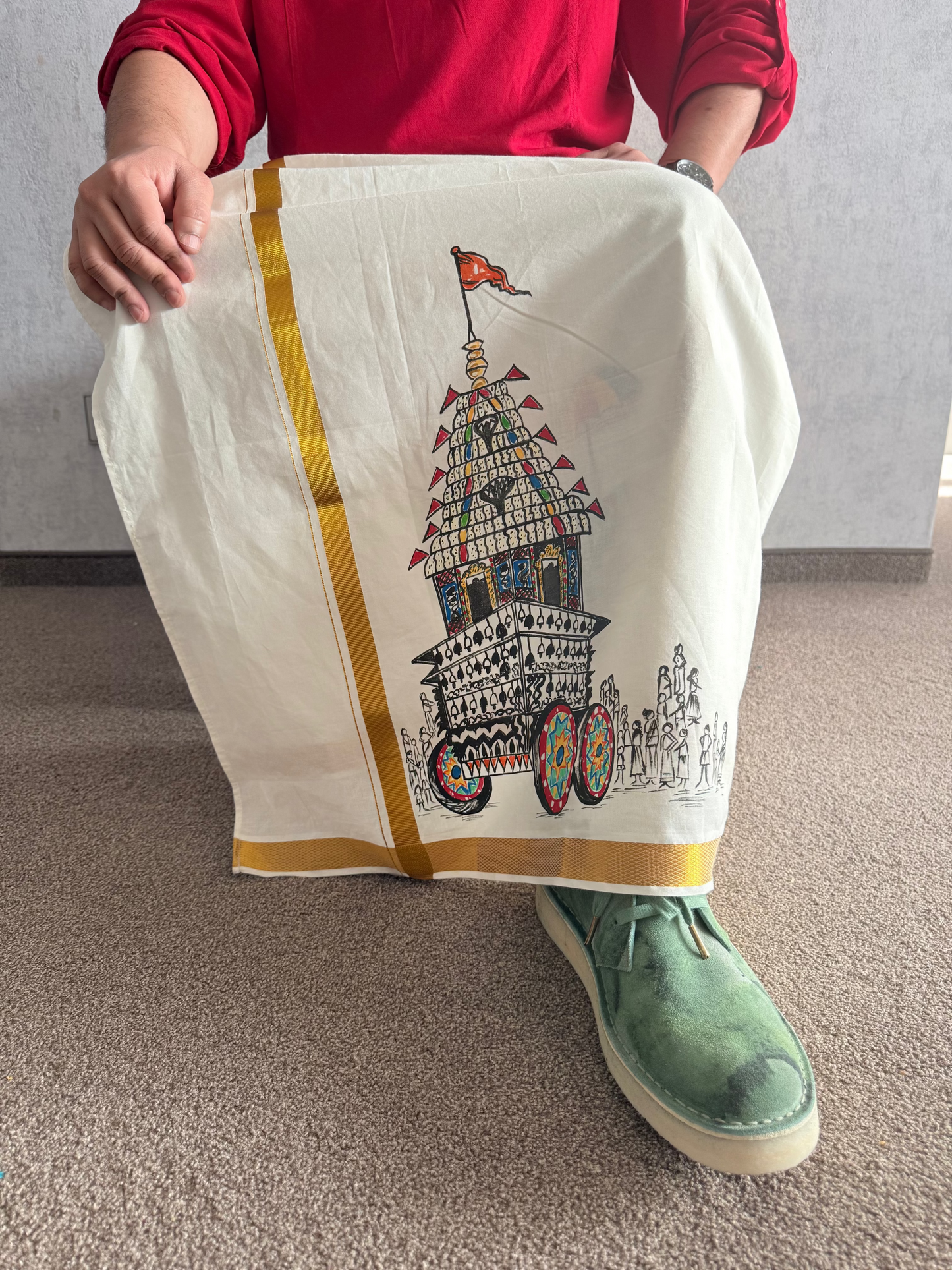 Kalpathi Theru - Handpainted Dhoti