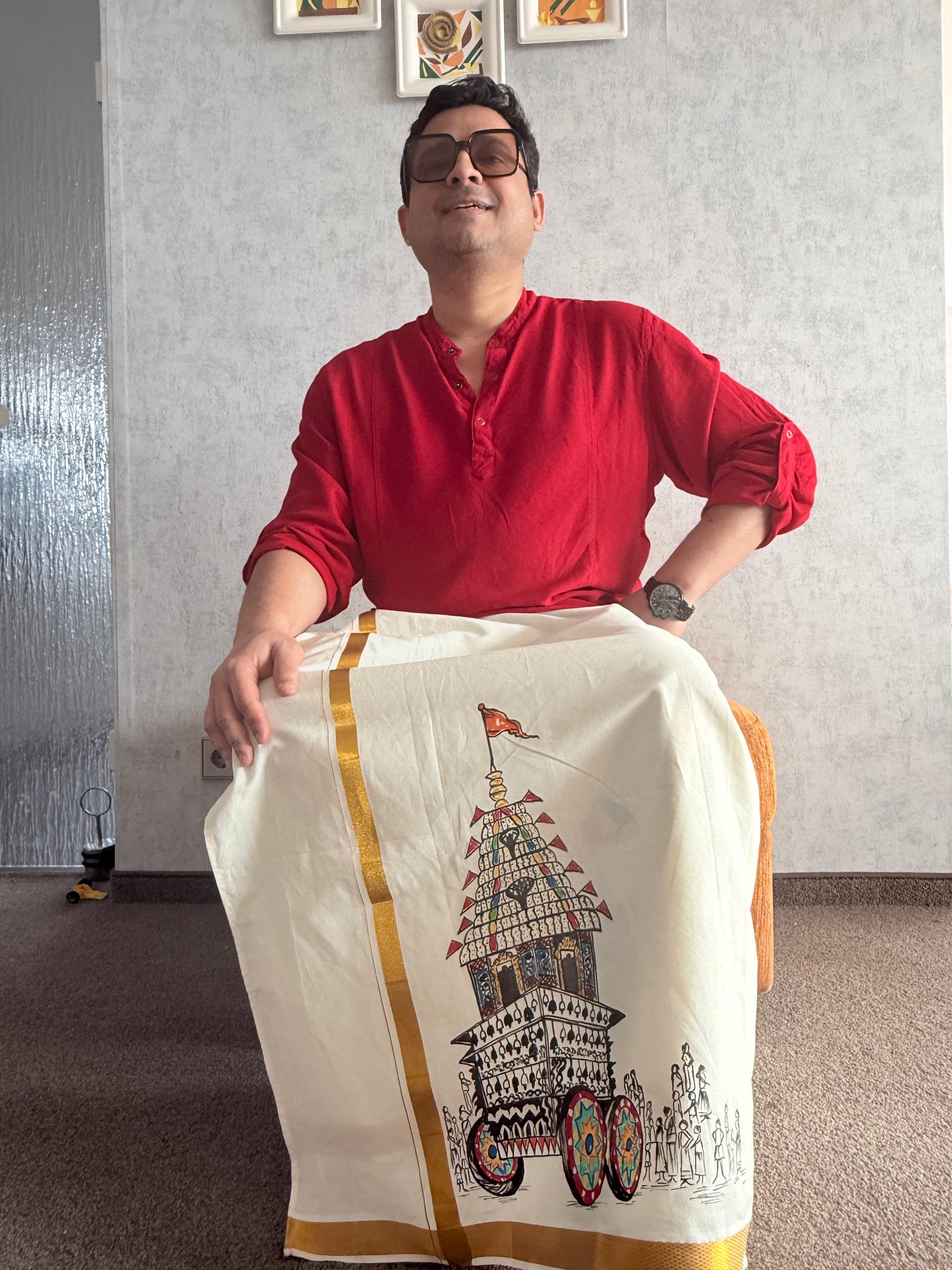 Kalpathi Theru - Handpainted Dhoti