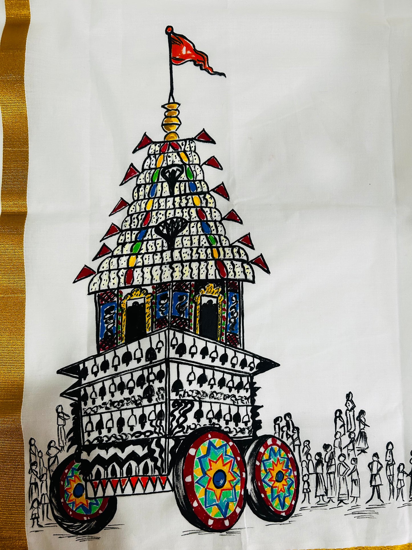 Kalpathi Theru - Handpainted Dhoti