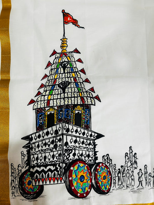 Kalpathi Theru - Handpainted Dhoti